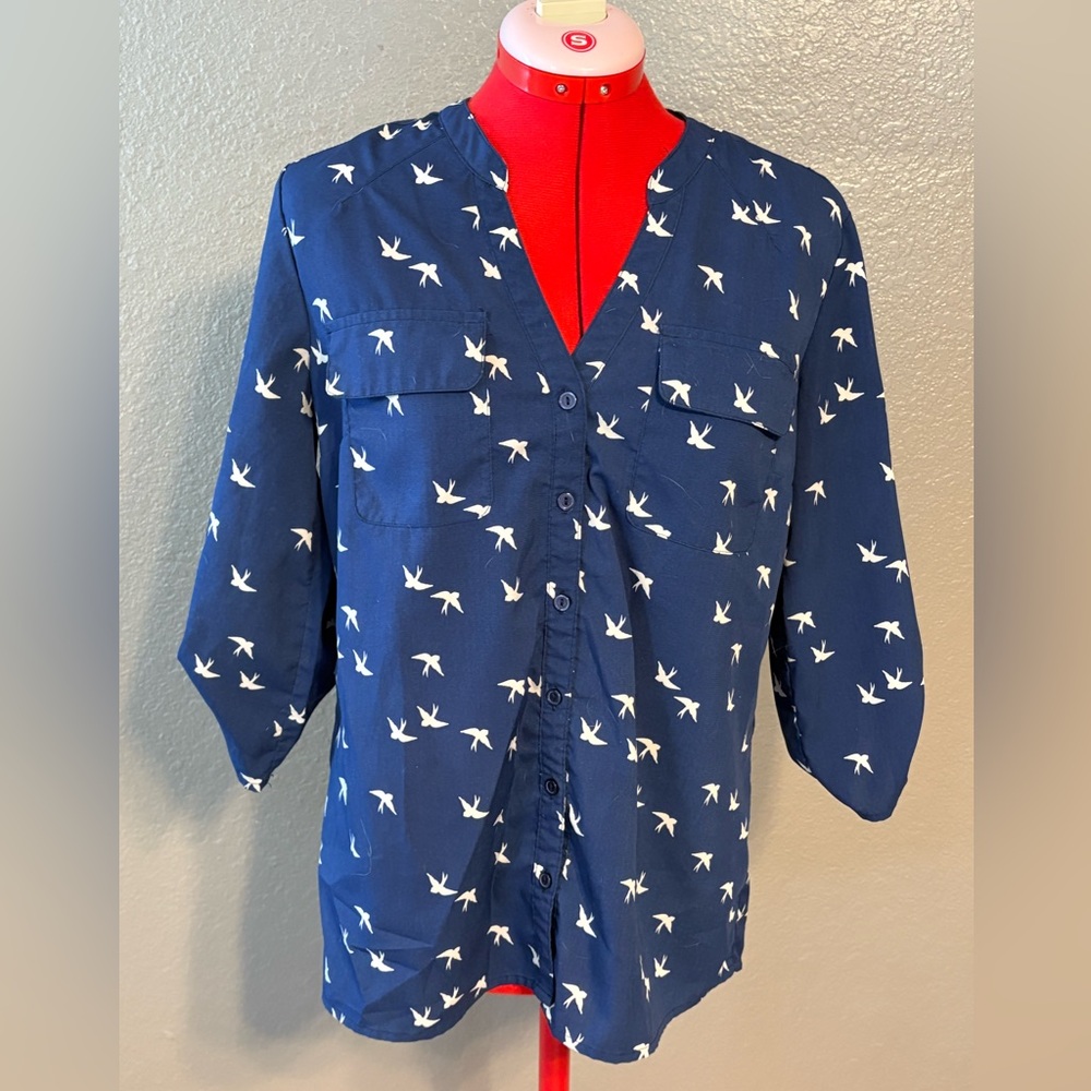 Blue bird blouse